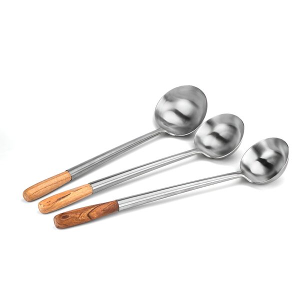 Stainless Steel Ladles Wooden Handle for commercial use