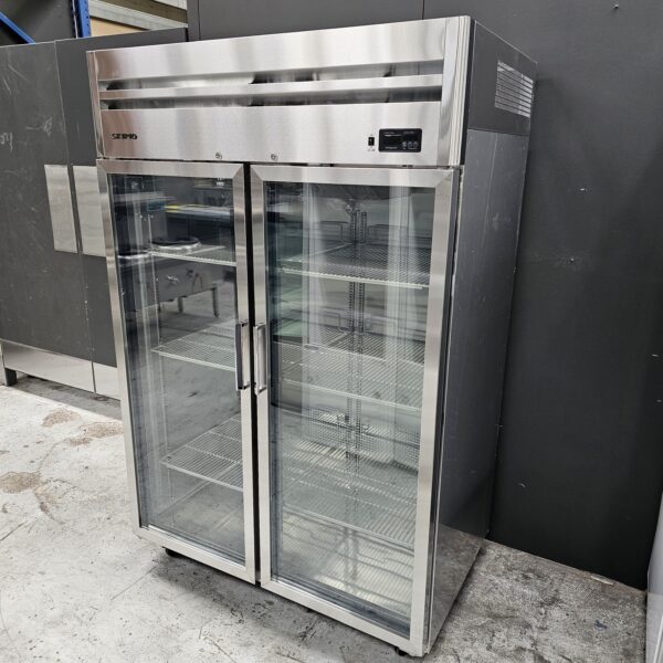 best Skipio SRT45-2G Stainless Steel Two Glass Door Fridge for commercial use