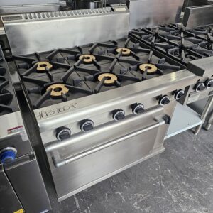 AS NEW WALDORF 6 GAS OPEN BURNER ELECTRIC CONVECTION OVEN RANGE